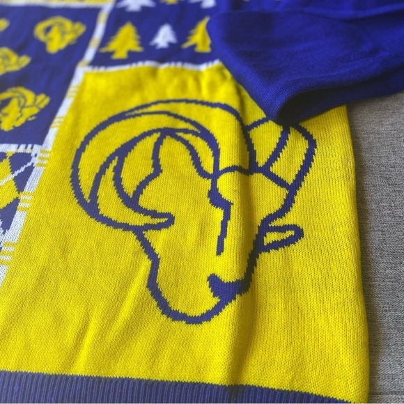 Los Angeles Rams Busy Block Snowfall Sweater, Medium - Picture 5 of 12